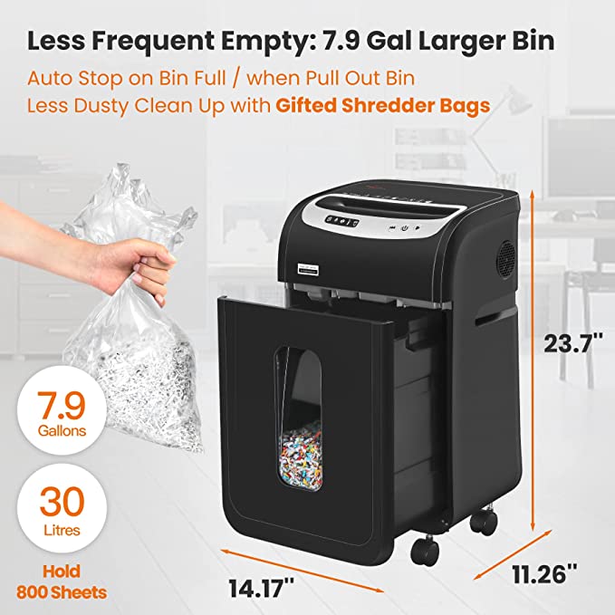 VidaTeco Paper Shredder for Home Office 18-Sheet 60 Mins Running Micro